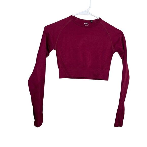 AYBL T-Shirt Women's Small Berry Cropped Crew Neck Athletic Long Sleeve - Picture 1 of 8